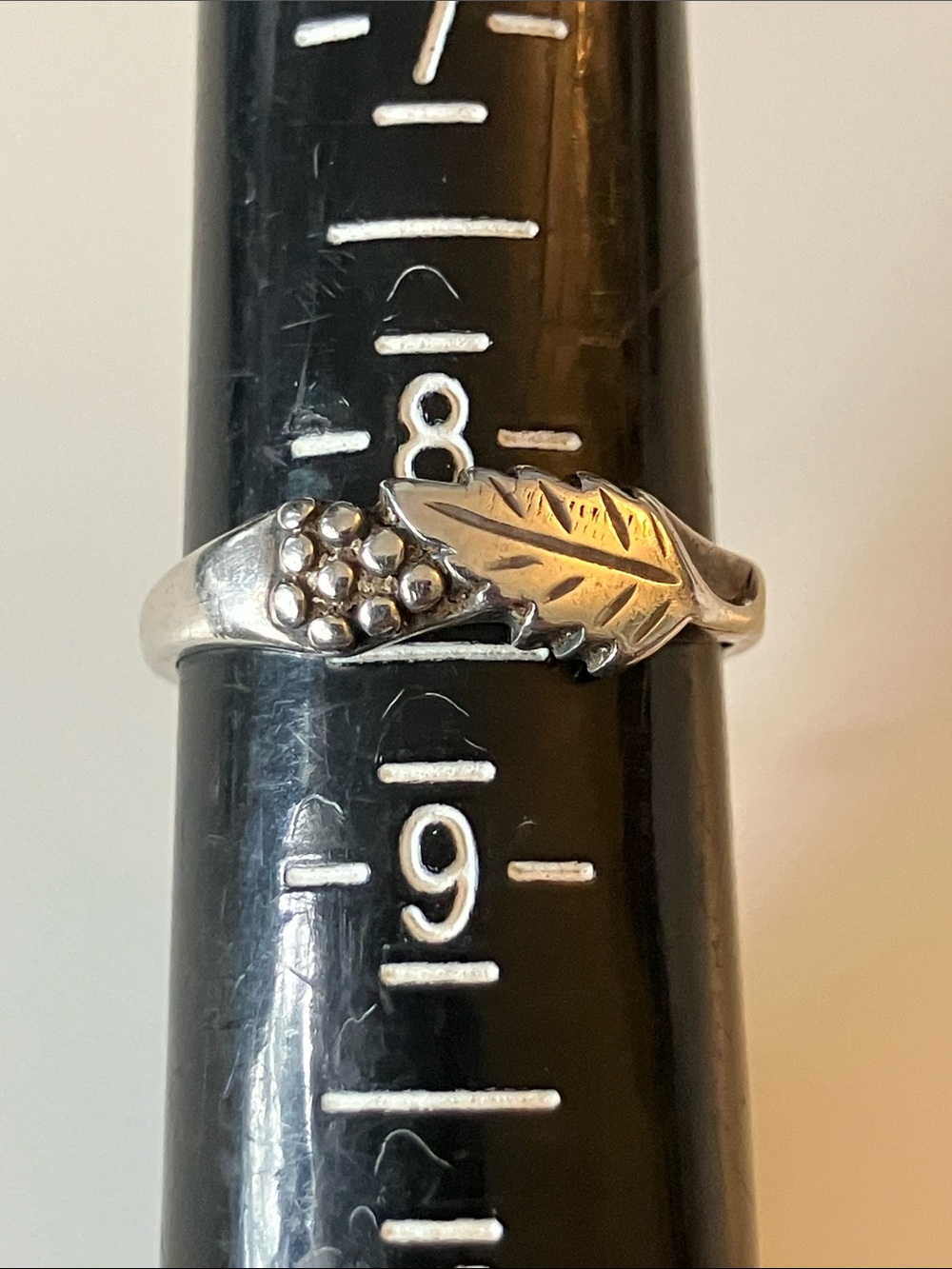 Sterling Silver Leaf and Berry Ring - Silver